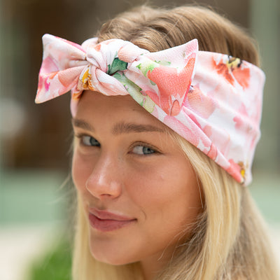 HeadBand With Bow - White Flowers