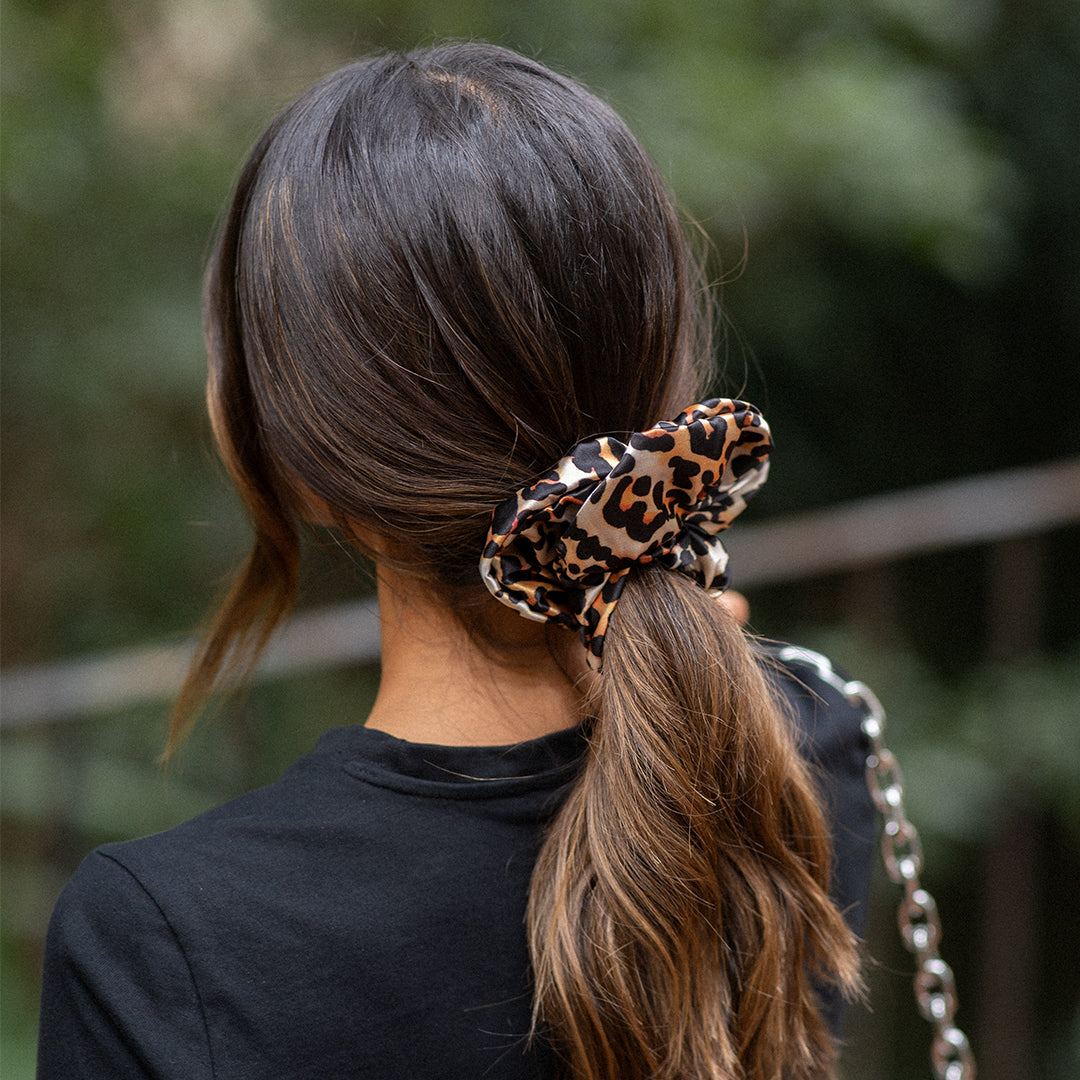 Medium Scrunchie - Animal Print Satin