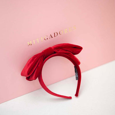 Headband - Red Velvet With Bow