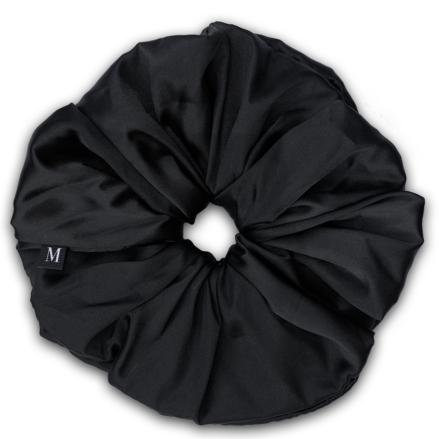 Oversized Scrunchies - Black Satin