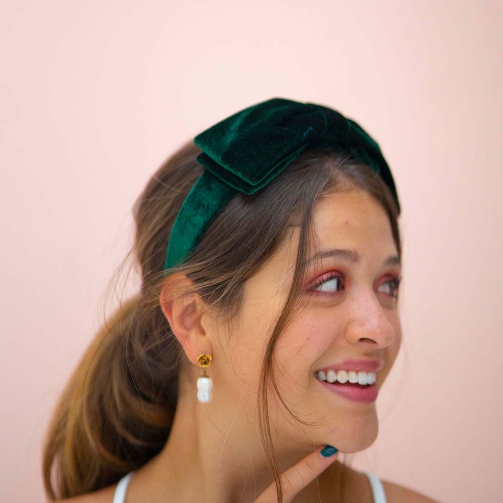 Headband - Emerald Velvet With Bow