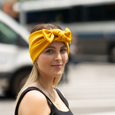 HeadBand With Bow - Mustard Basic