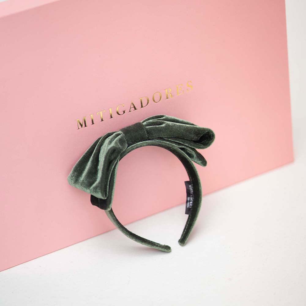 Headband - Olive Green With Bow